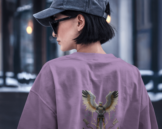 Majestic Strength in Oversized Comfort – Winged Knight Tee