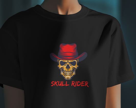 Earth & Thread | Skull Rider 100% Cotton Regular Fit T-Shirt - Premium 180 GSM Edgy Western Graphic Tee