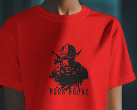 Earth & Thread | Born Brave 100% Cotton Regular Fit T-Shirt - Premium 180 GSM Soldier Spirit Graphic Tee