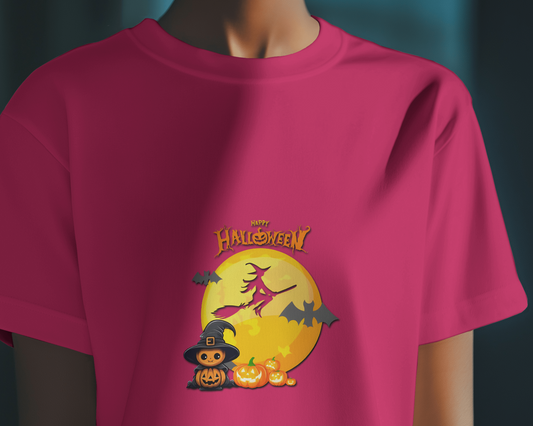 Hauntingly Smooth Comfort – Flying Witch Halloween Tee
