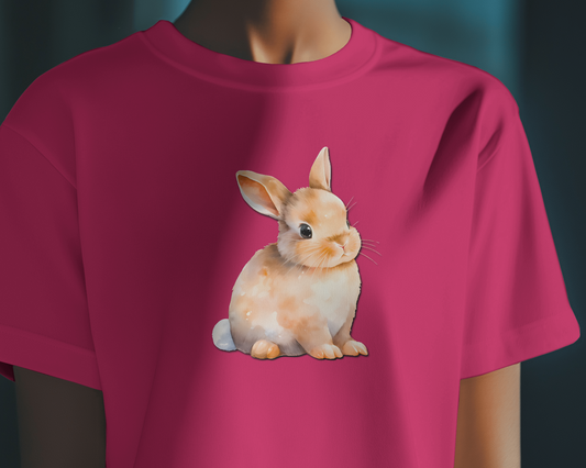 Earth & Thread | Cute Bunny 100% Cotton Regular Fit T-Shirt - Premium 180 GSM Adorable Rabbit Graphic Tee