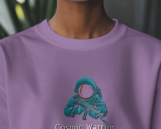 Earth & Thread | Cosmic Warrior 100% Cotton Regular Fit T-Shirt - Premium 180 GSM Space Adventure Graphic Tee