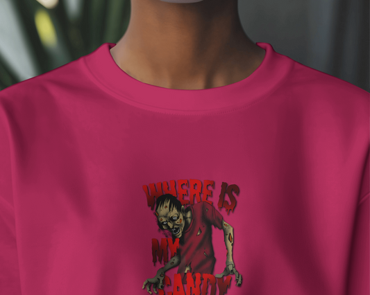 Earth & Thread | Where Is My Candy 100% Cotton Regular Fit T-Shirt - Premium 180 GSM Zombie Graphic Tee