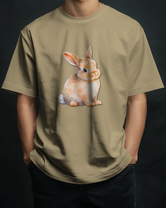Earth & Thread | Cute Bunny 100% Cotton Regular Fit T-Shirt - Premium 180 GSM Adorable Rabbit Graphic Tee