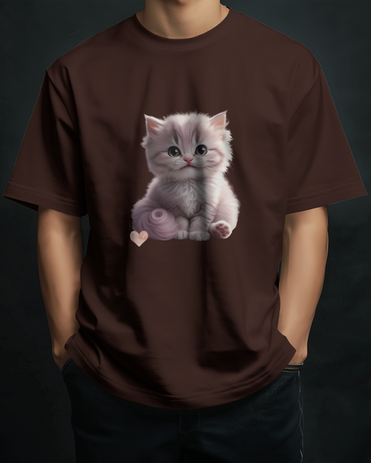 Earth & Thread | Cute Kitten 100% Cotton Regular Fit T-Shirt - Premium 180 GSM Adorable Pet Graphic