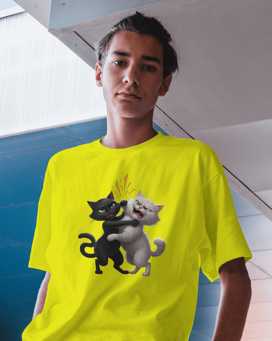 Earth & Thread | Hugging Cats 100% Cotton Regular Fit T-Shirt - Premium 180 GSM Adorable Pet Graphic