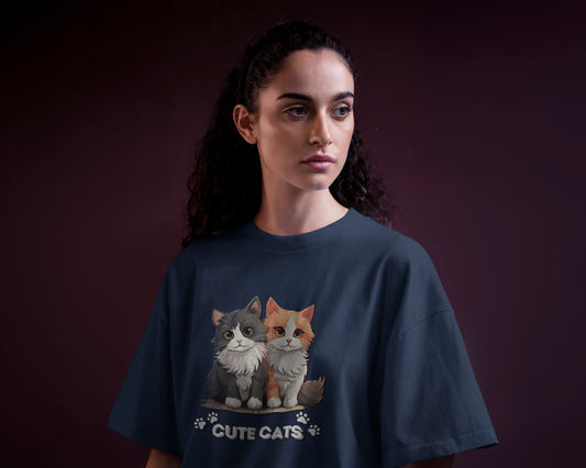 Oversized French Terry – Cute Cats Tee