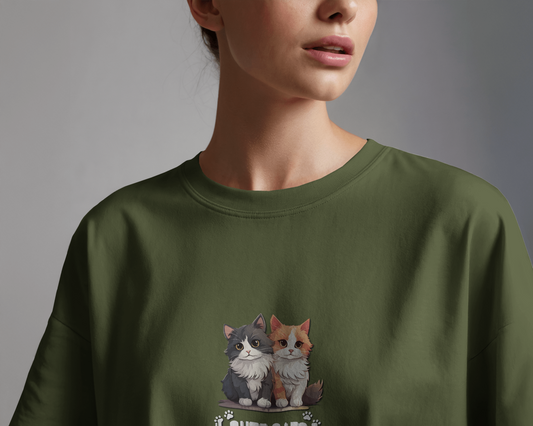 Oversized French Terry – Cute Cats Tee