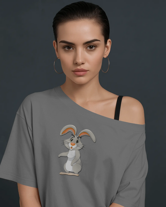 Earth & Thread | Curious Rabbit 100% Cotton Regular Fit T-Shirt - Premium 180 GSM Adorable Animal Graphic