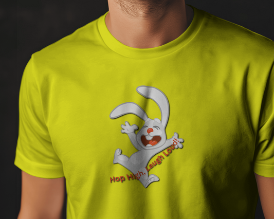 Earth & Thread | Hop High! 100% Cotton Regular Fit T-Shirt - Premium 180 GSM Energetic Rabbit Graphic Tee