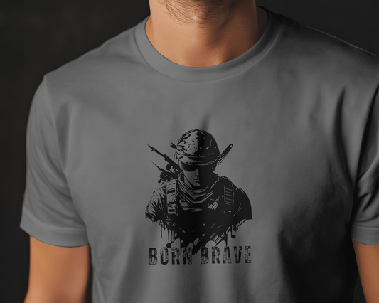 Earth & Thread | Born Brave 100% Cotton Regular Fit T-Shirt - Premium 180 GSM Soldier Spirit Graphic Tee