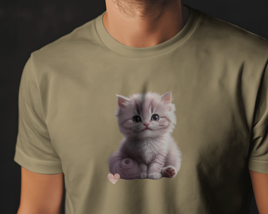 Earth & Thread | Cute Kitten 100% Cotton Regular Fit T-Shirt - Premium 180 GSM Adorable Pet Graphic