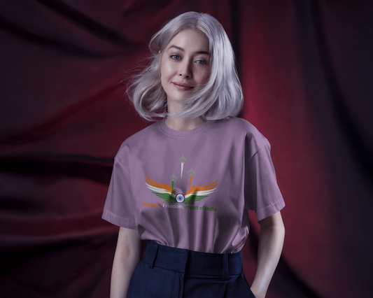 Earth & Thread | Wings of Freedom, Heart of India 100% Cotton Regular Fit T-Shirt - Premium 180 GSM Patriotic Aviation Graphic Tee