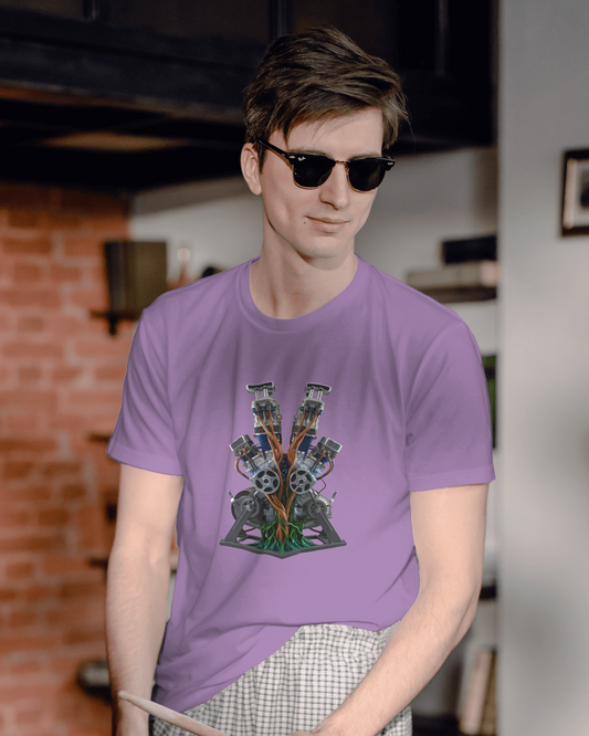 Earth & Thread | Biomechanical Engine Tree 100% Cotton Regular Fit T-Shirt - Premium 180 GSM Tech Nature Graphic