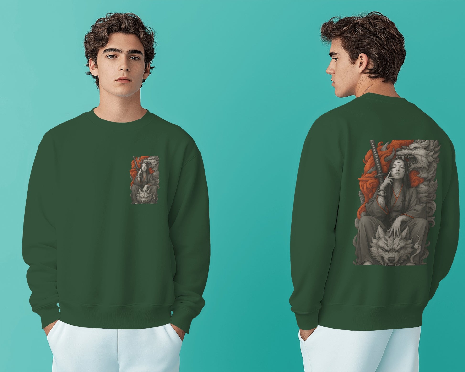Earth & Thread Unisex Wolf Queen Anime Graphic Oversized Sweatshirt | 350 GSM Cotton Fleece Pullover | Casual Winter Wear for Men & Women | Streetwear Style