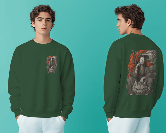 Earth & Thread Unisex Wolf Queen Anime Graphic Oversized Sweatshirt | 350 GSM Cotton Fleece Pullover | Casual Winter Wear for Men & Women | Streetwear Style