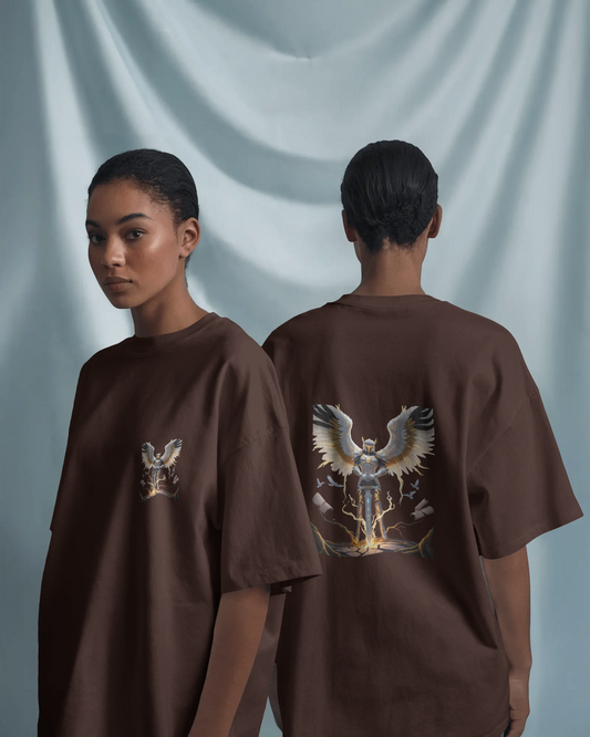 Majestic Strength in Oversized Comfort – Winged Knight Tee