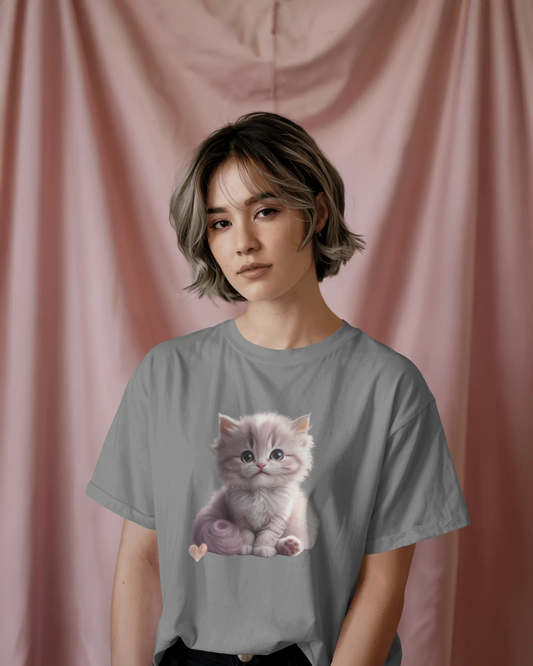 Earth & Thread | Cute Kitten 100% Cotton Regular Fit T-Shirt - Premium 180 GSM Adorable Pet Graphic