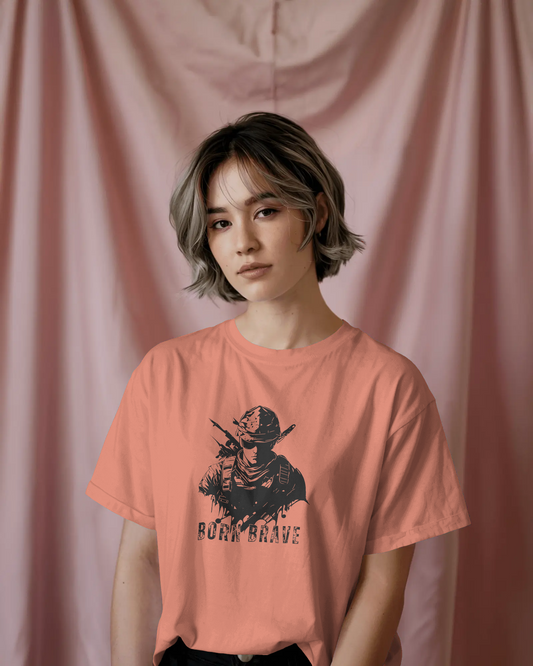 Earth & Thread | Born Brave 100% Cotton Regular Fit T-Shirt - Premium 180 GSM Soldier Spirit Graphic Tee