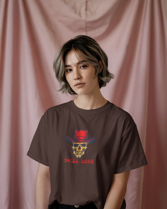 Earth & Thread | Skull Rider 100% Cotton Regular Fit T-Shirt - Premium 180 GSM Edgy Western Graphic Tee