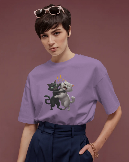 Earth & Thread | Hugging Cats 100% Cotton Regular Fit T-Shirt - Premium 180 GSM Adorable Pet Graphic