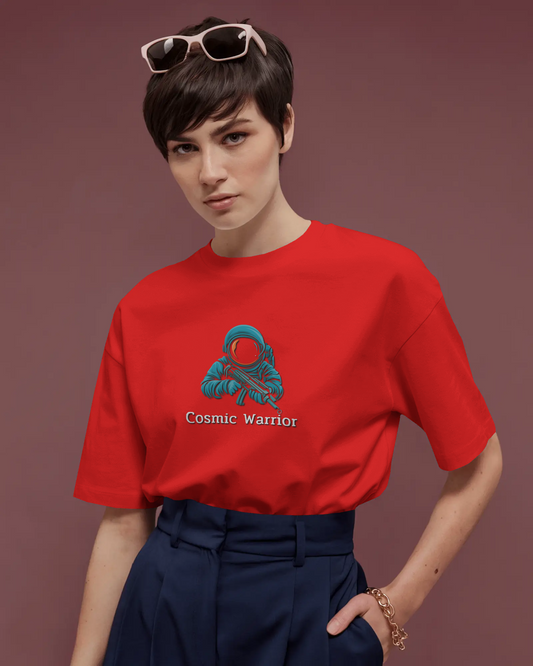 Earth & Thread | Cosmic Warrior 100% Cotton Regular Fit T-Shirt - Premium 180 GSM Space Adventure Graphic Tee