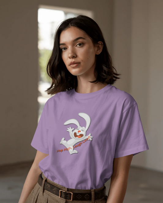 Earth & Thread | Hop High! 100% Cotton Regular Fit T-Shirt - Premium 180 GSM Energetic Rabbit Graphic Tee