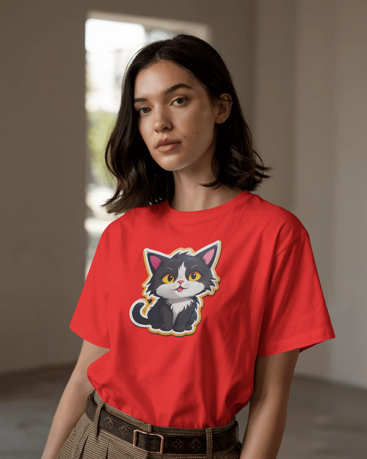 Earth & Thread | Cuddly Kitten 100% Cotton Regular Fit T-Shirt - Premium 180 GSM Adorable Pet Graphic Tee