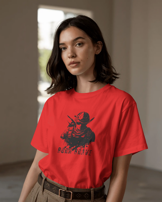 Earth & Thread | Born Brave 100% Cotton Regular Fit T-Shirt - Premium 180 GSM Soldier Spirit Graphic Tee