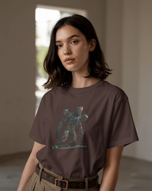 Earth & Thread | Cyber Creature 100% Cotton Regular Fit T-Shirt - Premium 180 GSM Sci-Fi Graphic Tee