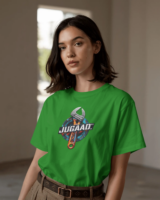 Earth & Thread | JUGAAD. 100% Cotton Regular Fit T-Shirt - Premium 180 GSM Ingenuity Mechanic Graphic Tee