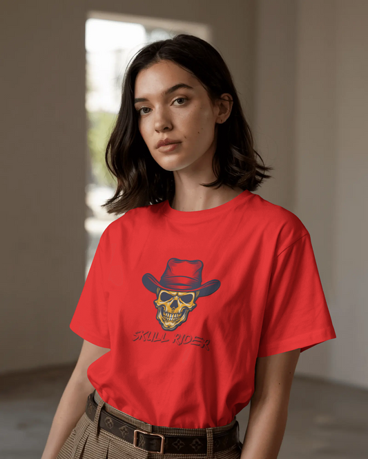 Earth & Thread | Skull Rider 100% Cotton Regular Fit T-Shirt - Premium 180 GSM Edgy Western Graphic Tee