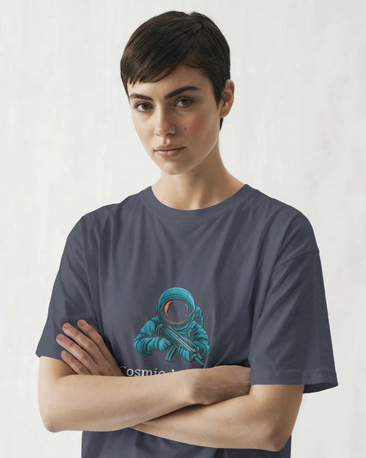 Earth & Thread | Cosmic Warrior 100% Cotton Regular Fit T-Shirt - Premium 180 GSM Space Adventure Graphic Tee