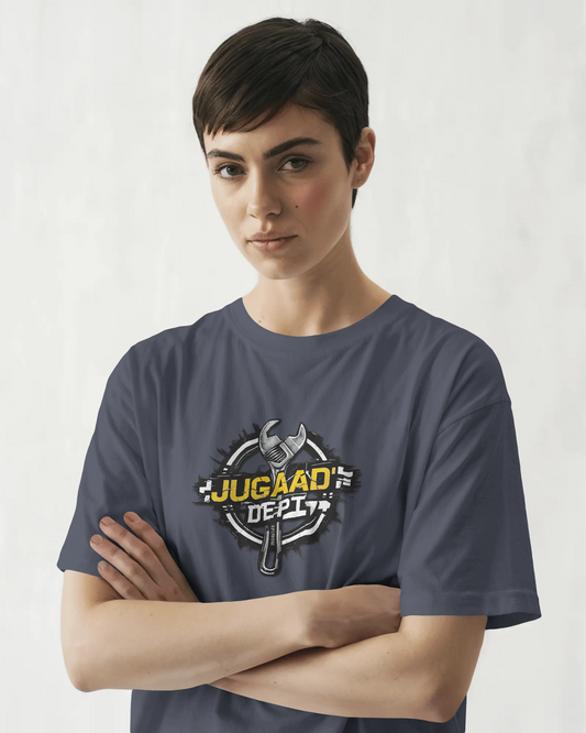 Earth & Thread | JUGAAD DEPT 100% Cotton Regular Fit T-Shirt - Premium 180 GSM Innovative Mechanic Graphic