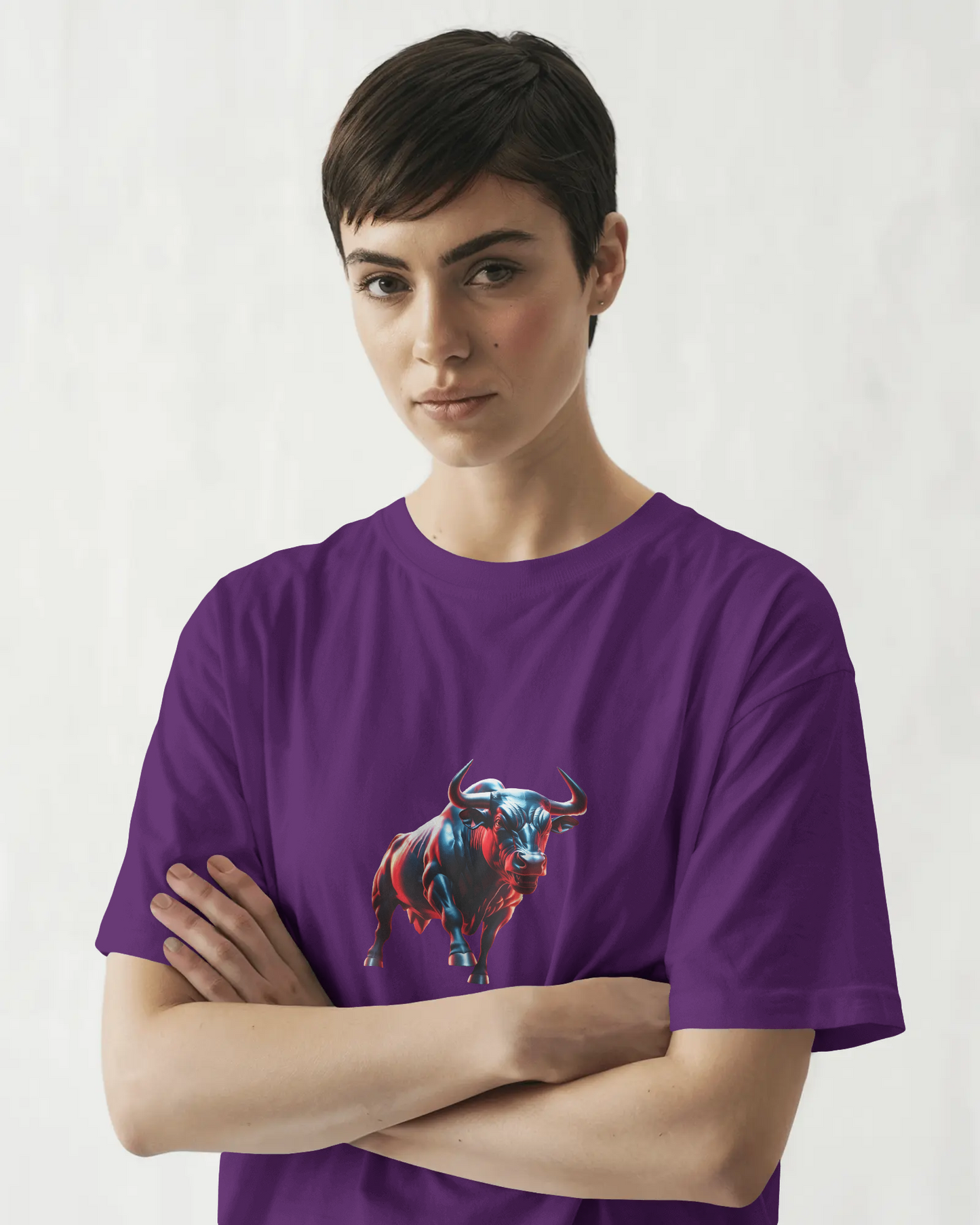 Earth & Thread | Dynamic Bull 100% Cotton Regular Fit T-Shirt - Premium 180 GSM Abstract Animal Graphic