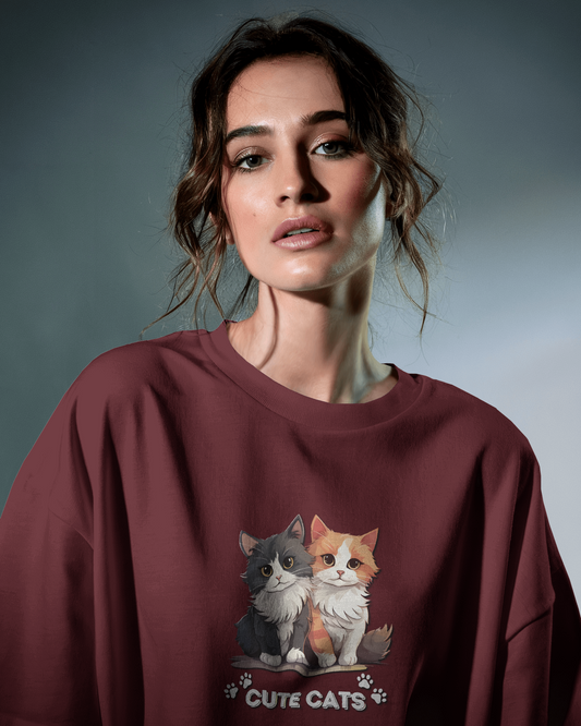 Oversized French Terry – Cute Cats Tee
