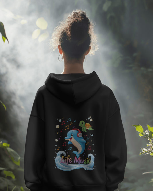 Oversized Hoodie – Life Music Dolphin Edition