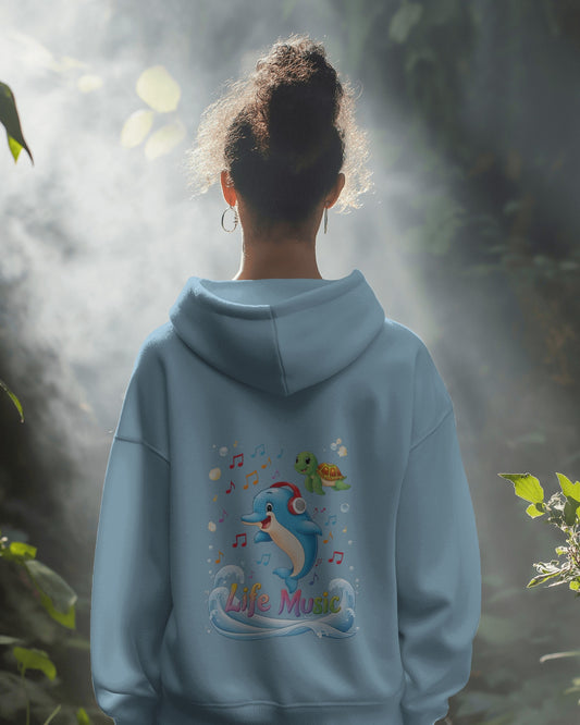 Oversized Hoodie – Life Music Dolphin Edition