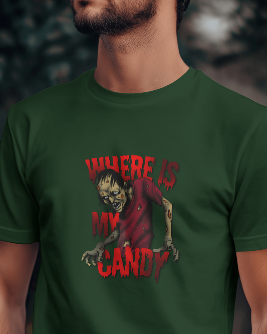Earth & Thread | Where Is My Candy 100% Cotton Regular Fit T-Shirt - Premium 180 GSM Zombie Graphic Tee
