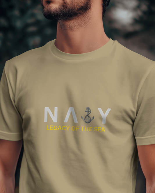 Earth & Thread | Navy Legacy of the Sea 100% Cotton Regular Fit T-Shirt - Premium 180 GSM Maritime Heritage Tee