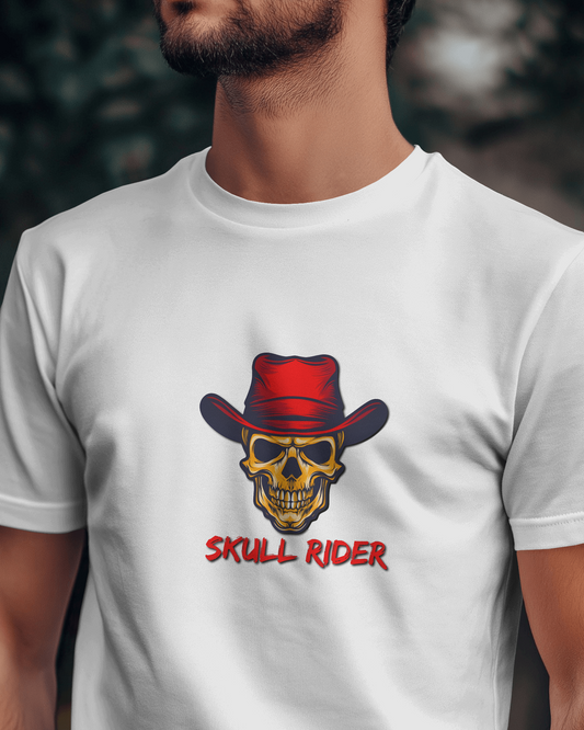 Earth & Thread | Skull Rider 100% Cotton Regular Fit T-Shirt - Premium 180 GSM Edgy Western Graphic Tee