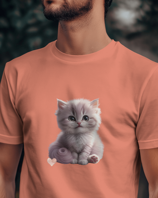 Earth & Thread | Cute Kitten 100% Cotton Regular Fit T-Shirt - Premium 180 GSM Adorable Pet Graphic