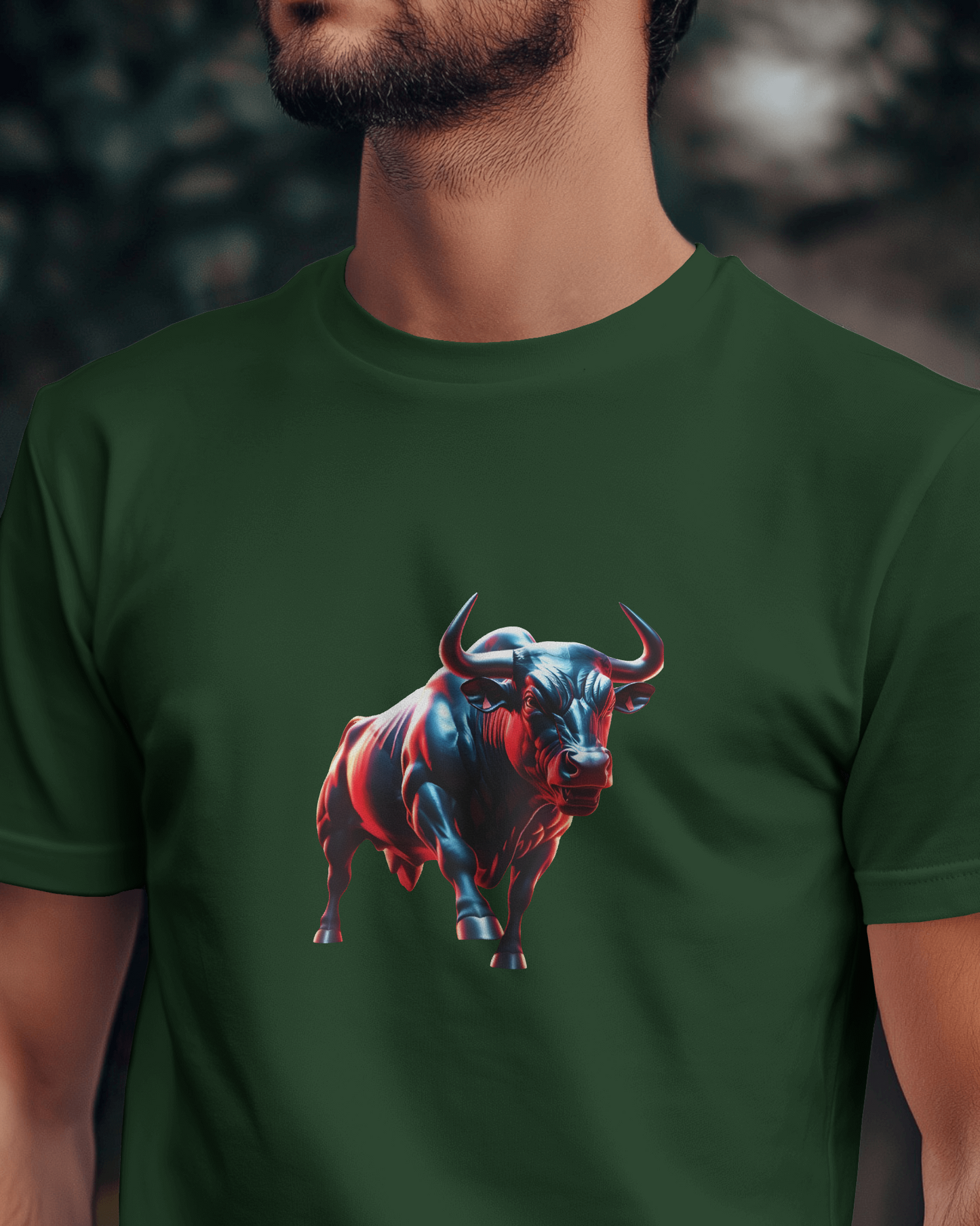 Earth & Thread | Dynamic Bull 100% Cotton Regular Fit T-Shirt - Premium 180 GSM Abstract Animal Graphic