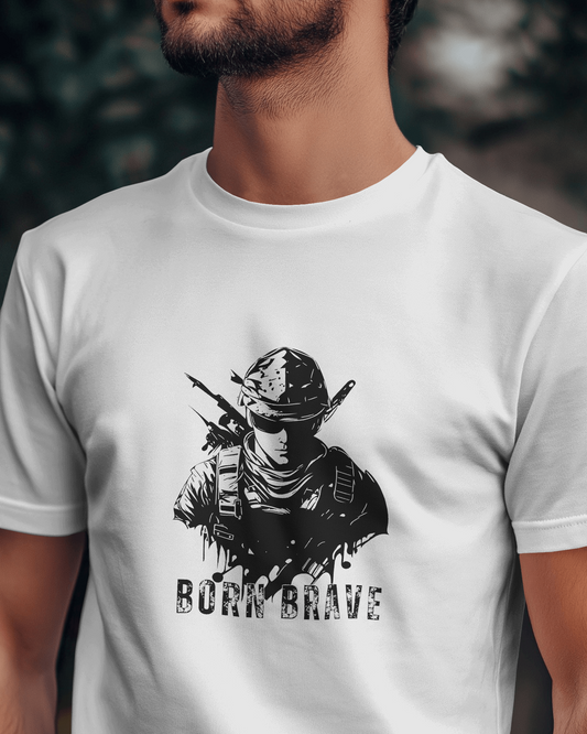 Earth & Thread | Born Brave 100% Cotton Regular Fit T-Shirt - Premium 180 GSM Soldier Spirit Graphic Tee