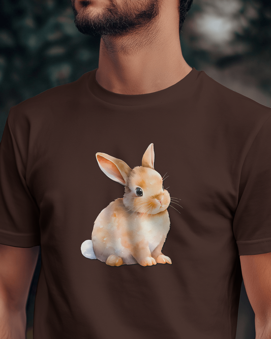 Earth & Thread | Cute Bunny 100% Cotton Regular Fit T-Shirt - Premium 180 GSM Adorable Rabbit Graphic Tee