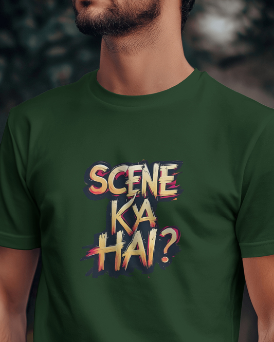 Earth & Thread | SCENE KYA HAI? 100% Cotton Regular Fit T-Shirt - Premium 180 GSM Cultural Tee