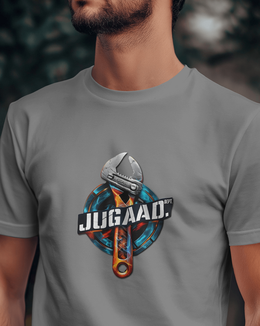 Earth & Thread | JUGAAD. 100% Cotton Regular Fit T-Shirt - Premium 180 GSM Ingenuity Mechanic Graphic Tee