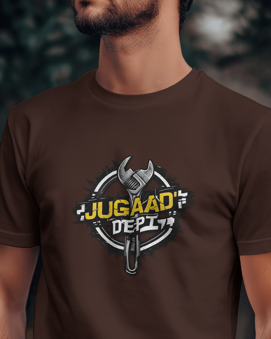 Earth & Thread | JUGAAD DEPT 100% Cotton Regular Fit T-Shirt - Premium 180 GSM Innovative Mechanic Graphic