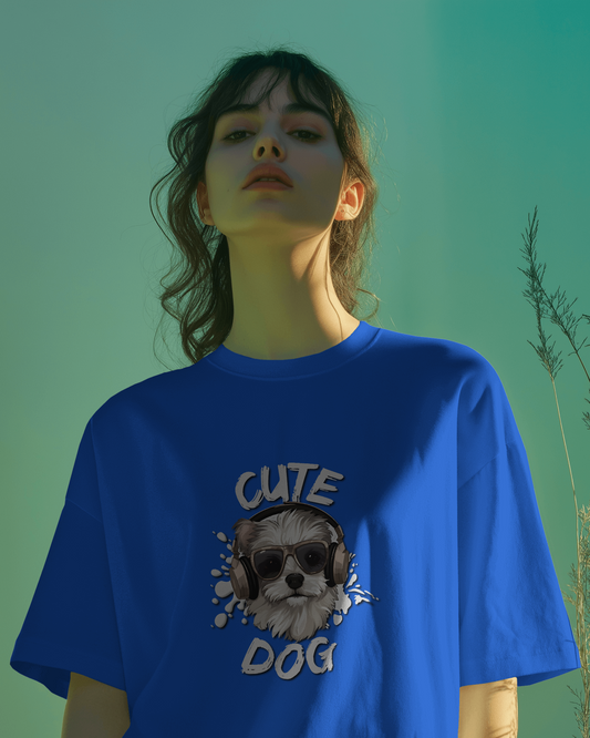 Cool & Confident in Oversized Comfort – Cute Dog Tee