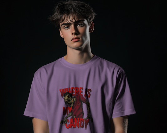 Earth & Thread | Where Is My Candy 100% Cotton Regular Fit T-Shirt - Premium 180 GSM Zombie Graphic Tee